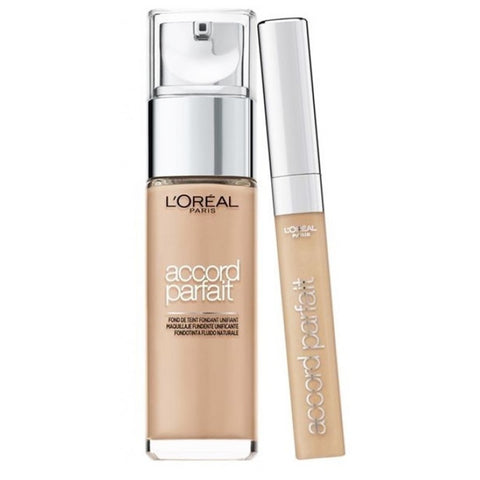 Kit L'Oréal Paris fondotinta Accord Parfait 3.5.D/3.5.W Pêche Doré con correttore Accord Parfait