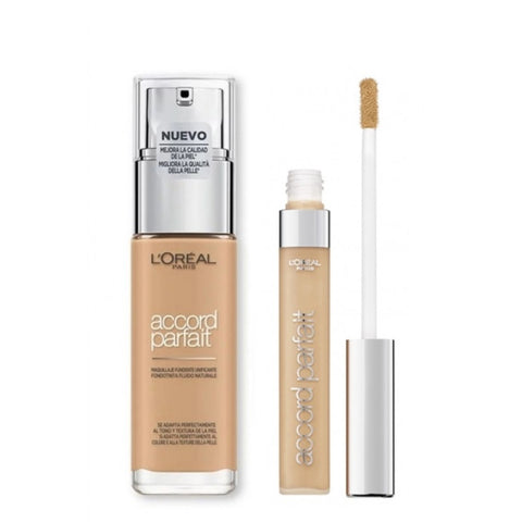 Kit L'Oréal Paris fondotinta Accord Parfait 3.D/3.W Beige Doré e correttore Accord Parfait 3D