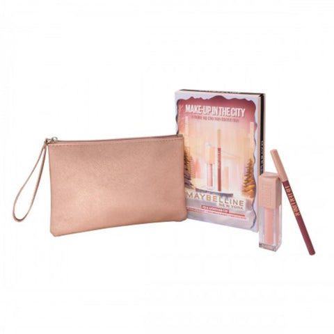 Maybelline cofanetto Make Up In The City con Lifter Gloss 002 Ice e matita labbra Lifter Liner 007 Big Lift