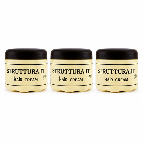 Struttura Hair Cream Plus kit da 3 vasetti di 500 ml su sfondo bianco