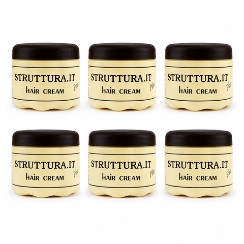 Struttura Hair Cream Plus kit da 6 vasetti di 500 ml su sfondo bianco