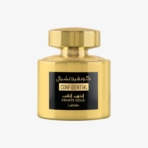 Lattafa Confidential Private Gold Eau de Parfum 100 Ml — flacone